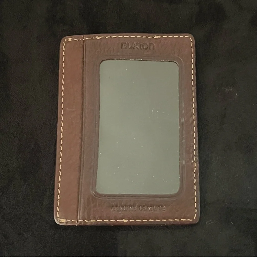 Vintage Buxton Brown Credit Card Wallet Genuine Leather w/ Money Clip